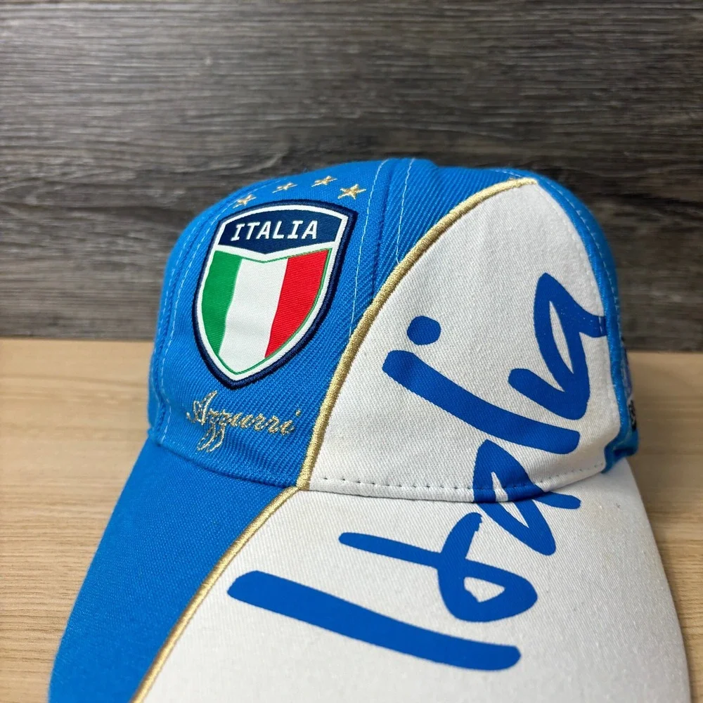 Italy Hat Cap Strap Back Blue Italia‎ Soccer Adjustable New Era Mens